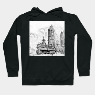 Steampunk city black and white Hoodie